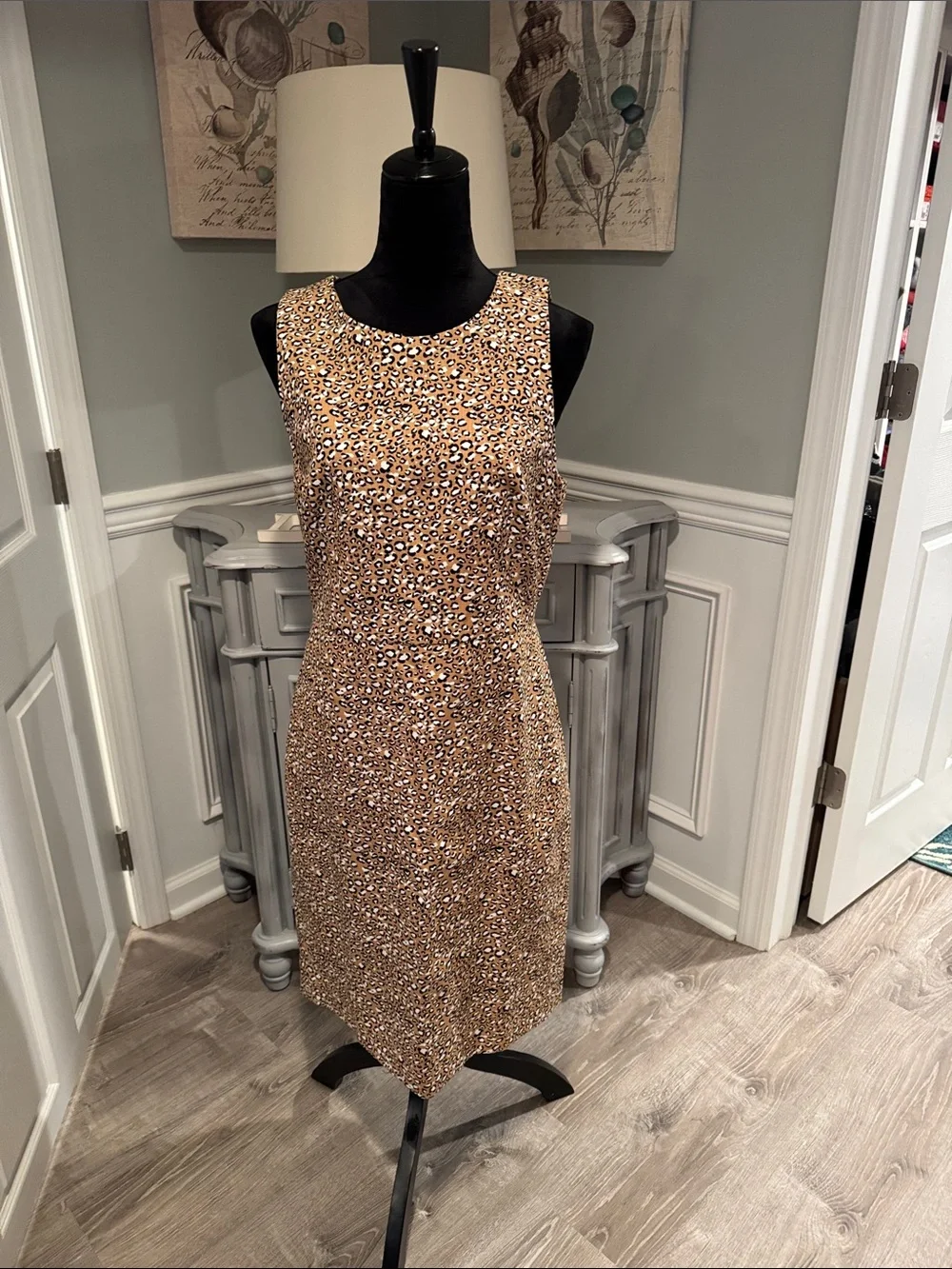 J. Crew Sleeveless Leopard Print Midi Dress in Brown and Black
